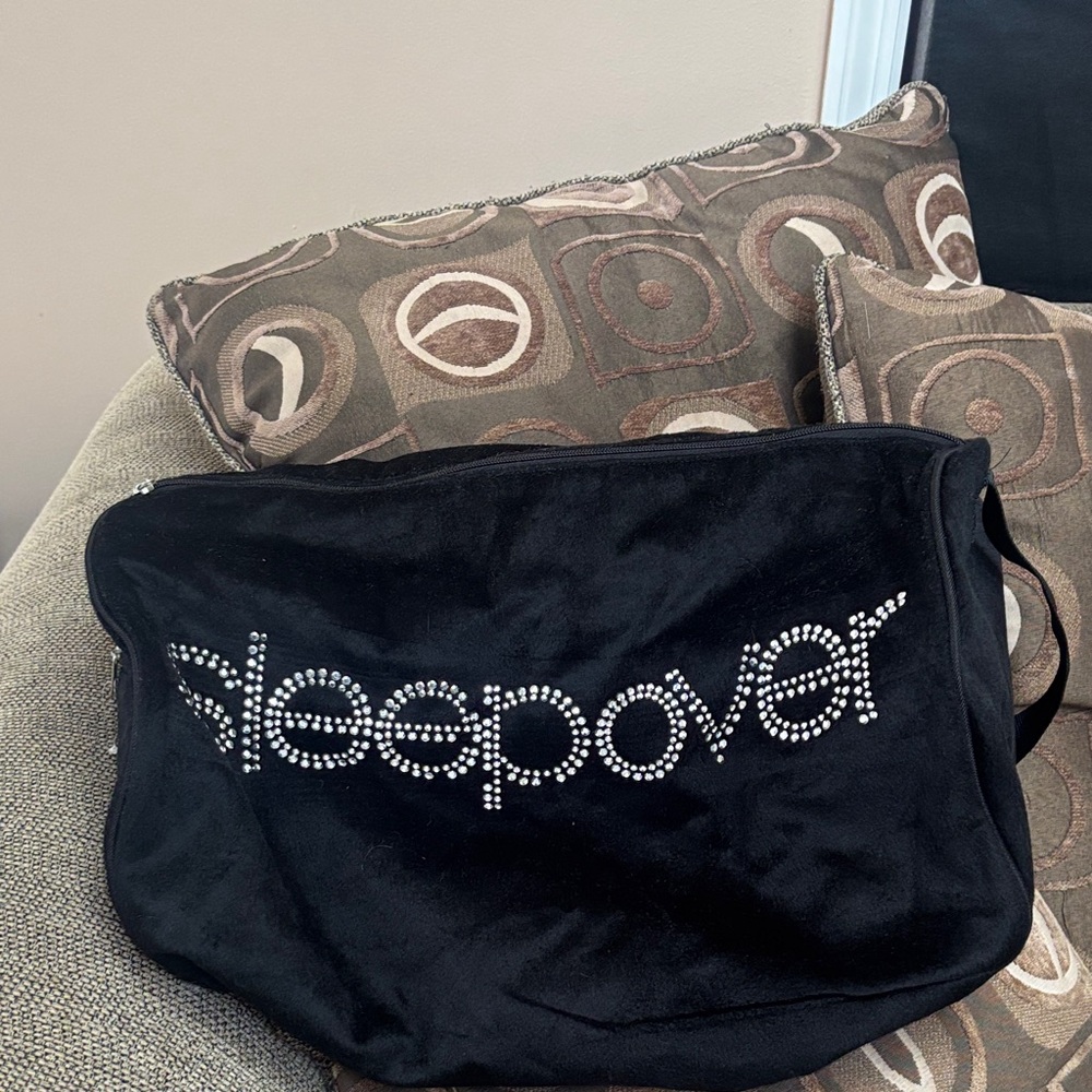 Black Sleepover Bag with Rhinestone Design